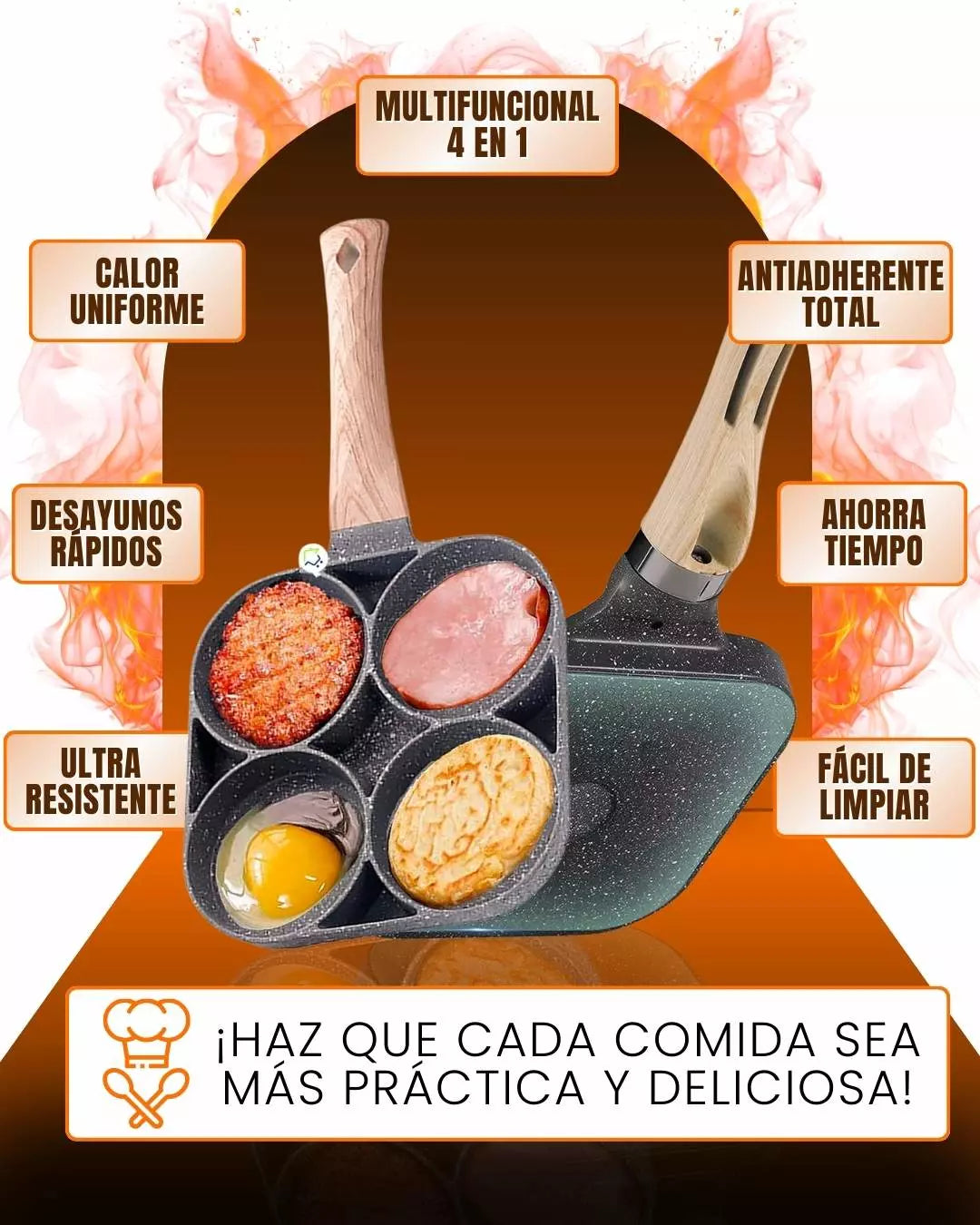 🍳 SARTÉN 4 EN 1 MULTIUSOS ANTIADHERENTE.